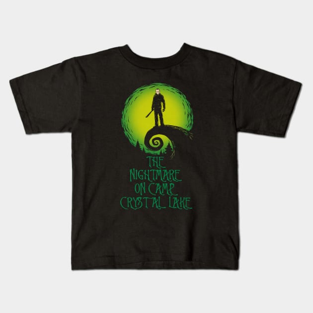 Nightmare On Camp Crystal Lake Kids T-Shirt by SunsetSurf